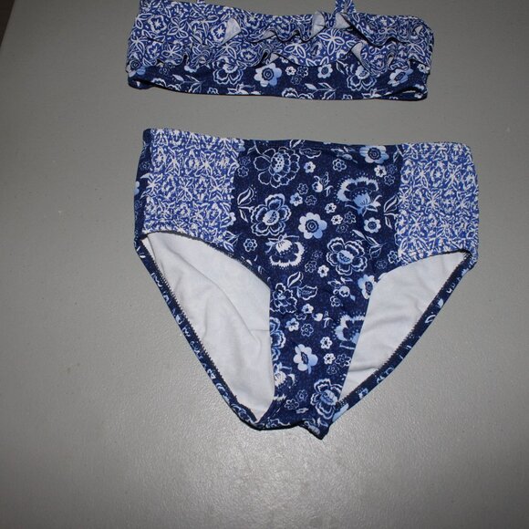Blue & White 2 Pcs Justice Bikini Swimsuit Size 10 - Picture 3 of 11